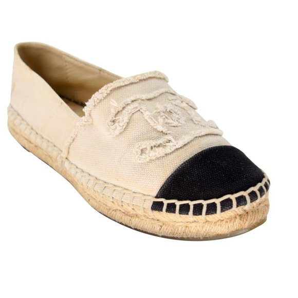 Chanel 38 Linen Canvas Cap Toe Cc Espadrille Flats CC-S0207P-C035 - Picture 7 of 9